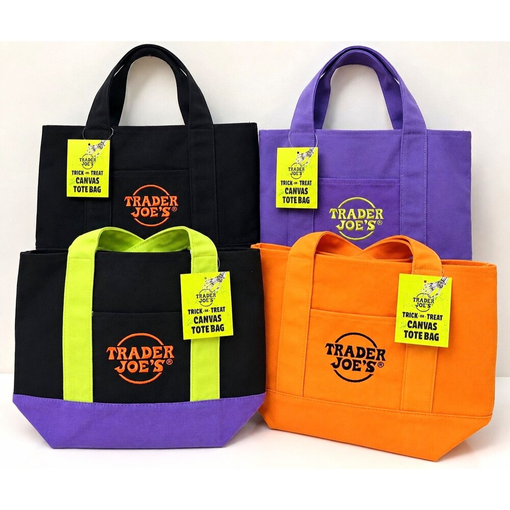 Trader Joe’s Trick or Treat Canvas Tote Bag Set of 4 Halloween 2026 NEW